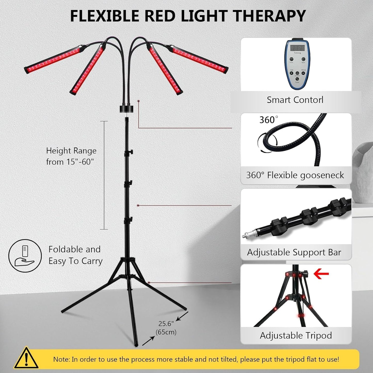 Red Light Therapy, 660Nm & 850Nm & 940Nm Infrared Light Therapy with Stand, Height Adjustable & Angle Adjustable & Timer, 32W 180Leds Infrared Light Therapy for Body
