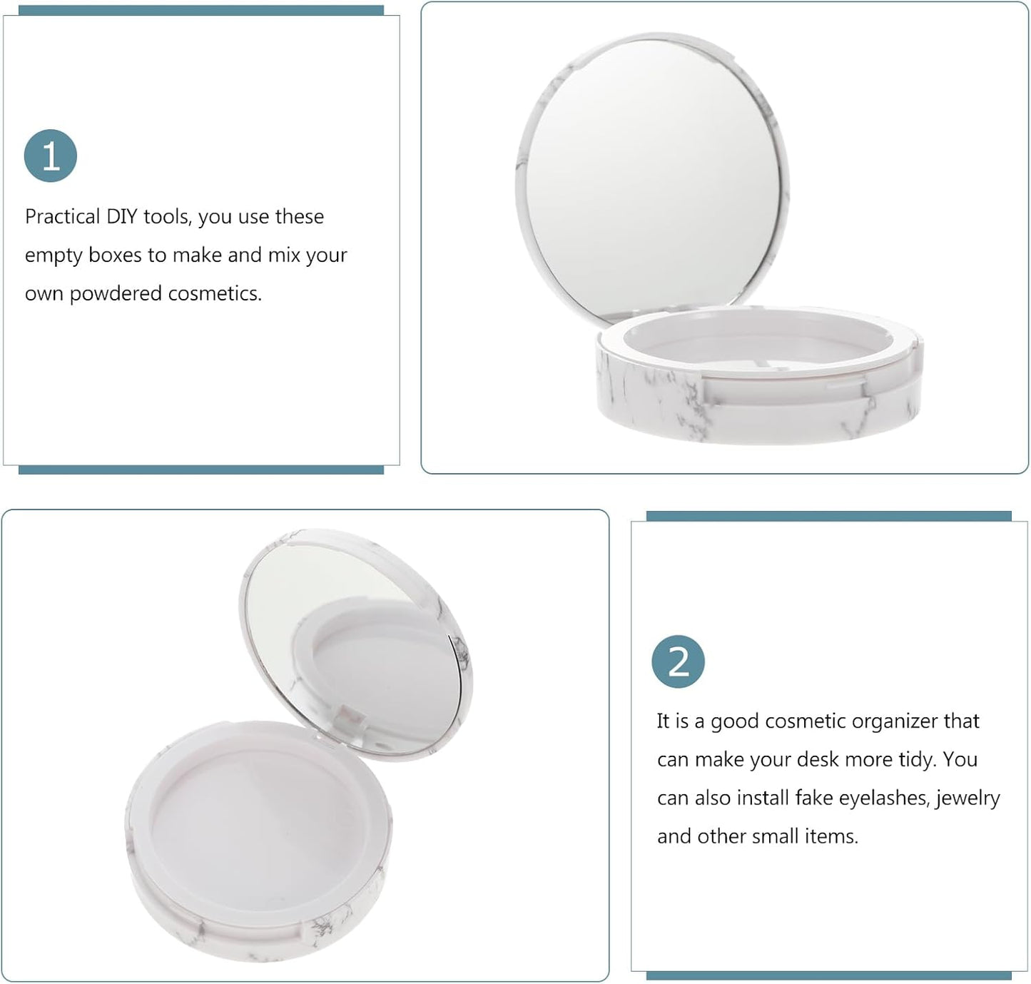 Makeup Powder Container Pressed Powder Box 2Pcs Compact Cosmetic Powder Containers Makeup Empty Loose Powder Boxes (Assorted Color) Makeup Powder Puff