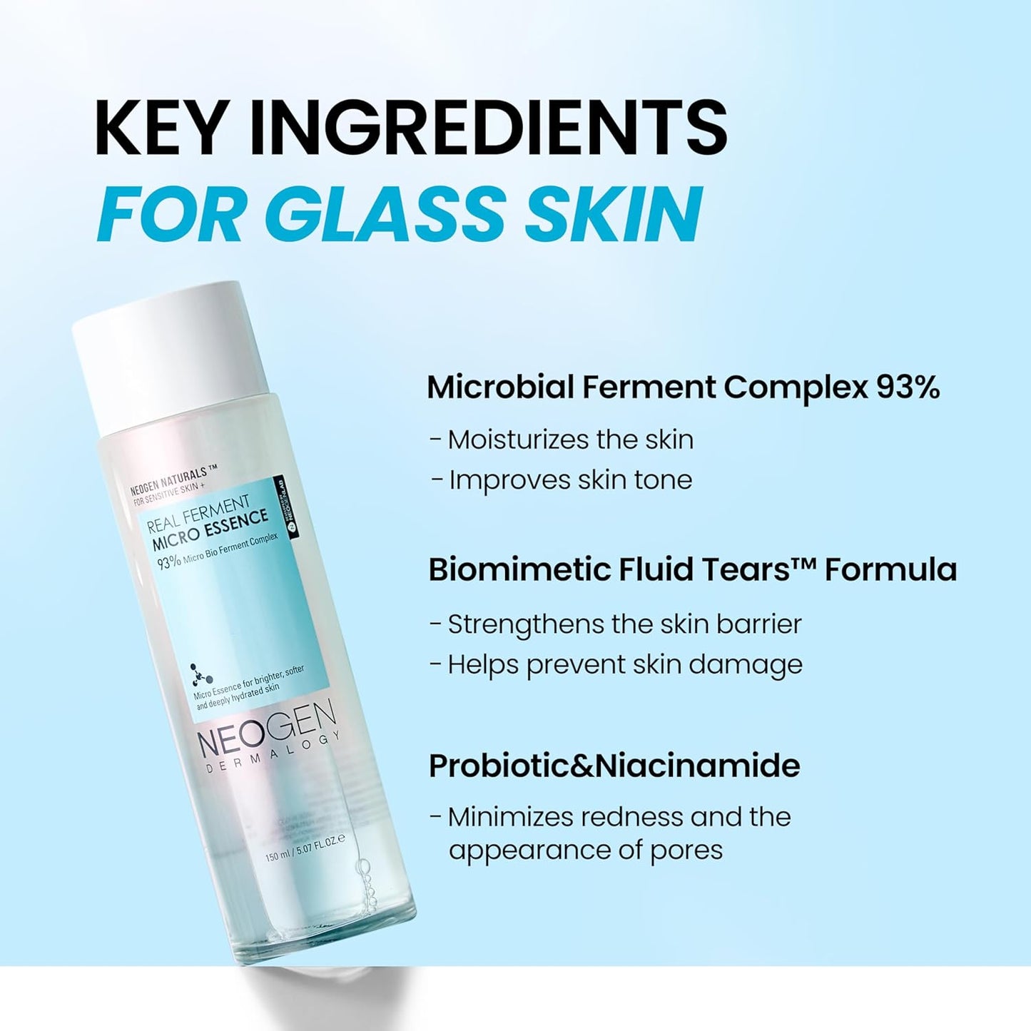 NEOGEN DERMALOGY Real Ferment Micro Essence 5.07 Fl Oz (150Ml) - 93% Naturally Fermented Facial Essence, Instantly Hydrates and Delivers Healthy Supple Skin - Korean Skin Care